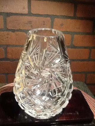 Gorgeous Vintage Lead Crystal Teardrop Vase Wstar Of David,  Pinwheel & Diamond