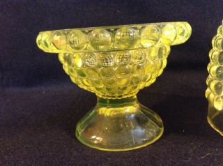 Vintage Antique Adams & Company Yellow Vaseline Glass Thousand Eye Fairy Lamp 8