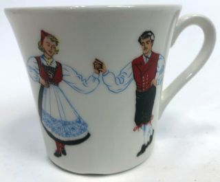 Vintage Figgjo & Flint Norway Porcelain Hardanger Dancers Set of 4 Cups Saucers 2