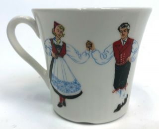 Vintage Figgjo & Flint Norway Porcelain Hardanger Dancers Set of 4 Cups Saucers 3