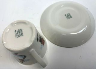 Vintage Figgjo & Flint Norway Porcelain Hardanger Dancers Set of 4 Cups Saucers 6