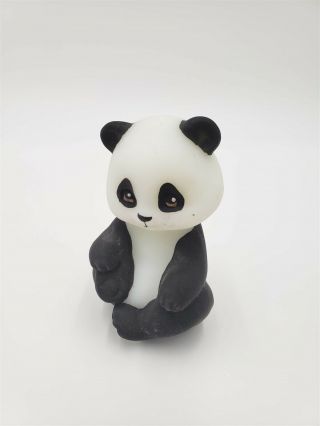 Fenton Art Glass Panda Bear Black And White 3.  75 " Satin Glass Signed Carol S.