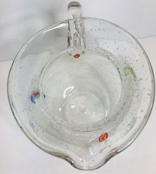 Art Glass Millefiori Hand Blown Large 9 inch Pitcher Bubble Glass 5