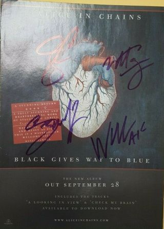 Alice In Chains Fully Hand Signed Album Poster - Rare - Autographed