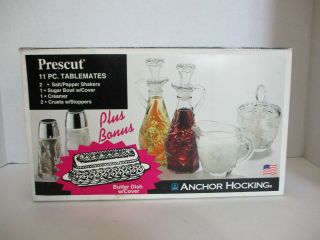 Vintage Anchor Hocking Early American Prescut 11 Piece Table Service