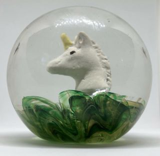 Vintage Tom St.  Clair Paperweight Unicorn Sulfide Animal 3” Studio Art Glass Wow