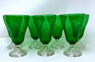 (7) Anchor Hocking Forest Green Bubble Boopie Iced Tea Glasses Water Goblets