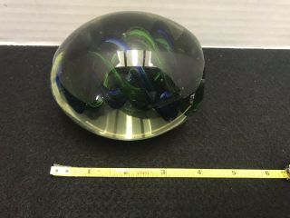 VINTAGE Art Glass Paperweight Murano STYLE EGG SHAPED BLUE/GREEN SWIRL 5