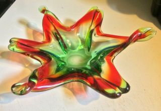 Multi Color Vintage 1960’s Murano Star Art Glass Mid Century Candy Dish Bowl 2