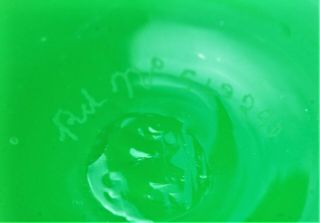 Old Green Uranium Glass Vase 5 ins Rd No 543290 Stevens & Williams/Whitefriars 5
