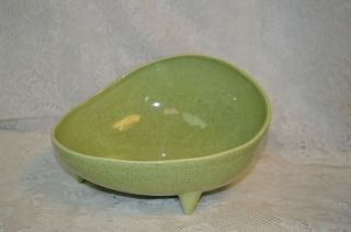 Vintage Red Wing Pottery M1494 Speckled Green Footed Bowl With Modern Design