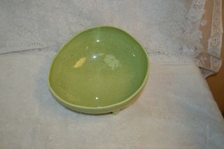 Vintage Red Wing Pottery M1494 Speckled Green Footed Bowl with Modern Design 2