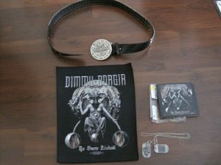 Dimmu Borgir Metal Band In Sorte Diaboli Bundle Belt Buckle Patch Dogtags Cd Dvd
