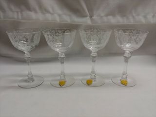 Vintage Tiffin Glass Co.  June Night Crystal Set Of 4 Cocktail Glasses