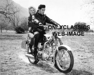 1964 Elvis & Barbara Stanwyck Honda Hawk Cb77 Motorcycle Photo Roustabout