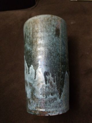 Vintage North State North Carolina Pottery Vase Black Gray White