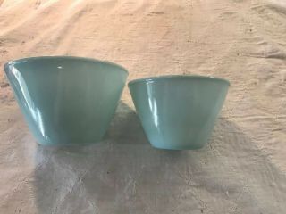 2 Vintage Fire King Turquoise Oven Proof Mixing Bowls