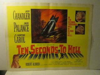 1958 Ten Seconds To Hell 22x28 Movie Poster ½ Sheet Jeff Chandler Bomb