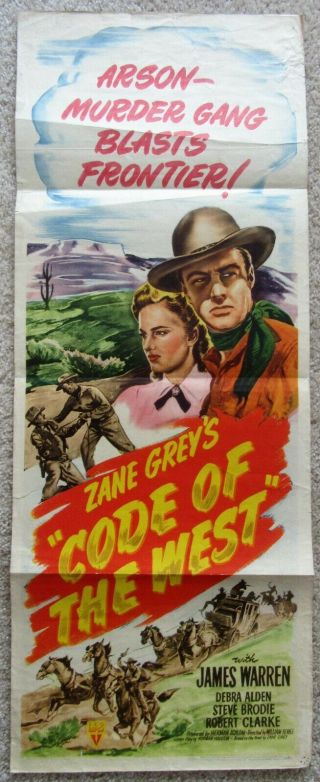 Code Of The West 1947 Insrt Movie Poster Fld Zane Grey Vg