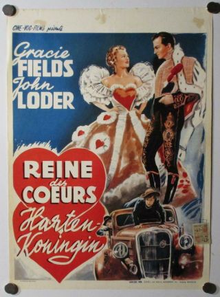 Gracie Fields John Loder Uk Musical Queen Of Hearts Movie Poster 1950s