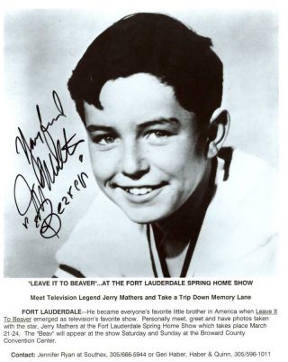 Jerry Mathers Leave It To Beaver Signed Autographed 8x10 Photo W/