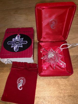 Waterford Crystal Star Ornament 1999/2000 With Red Velvet Pouch,  Case And Box