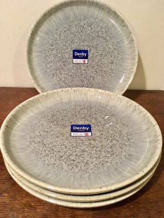 Set 4 Denby Halo Speckle Coupe Dinner Plates Made In England