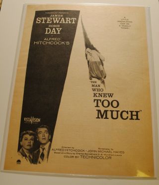 1956 James Stewart In The Man Who Knew Too Much Original Print Ad