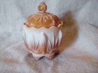 Fenton Art Glass Covered Candy Dish In Chocolate Glass