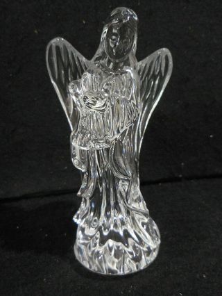 Vintage Signed Waterford Crystal Nativity Angel With Harp Figurine