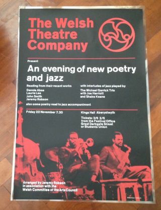 Rare 1960s Poetry And Jazz Poster The Michael Garrick Trio & Joe Harriott