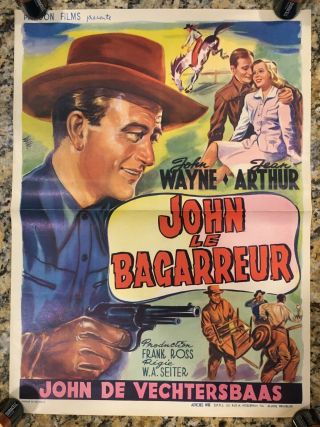 Lady Takes A Chance 1950s Belgian Movie Poster John Wayne 14x20 Wik Art