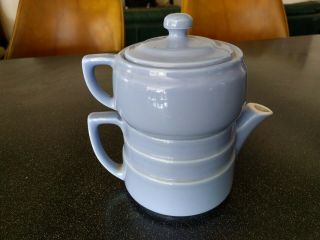 Vintage Art Deco Coors Pottery Coorsite Baby Blue Drip Coffee Pot Tea 846