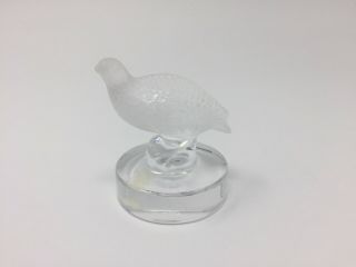 Lalique French Crystal Art Glass Quail Bird Signed Figurine Paperweight 2.  5 "