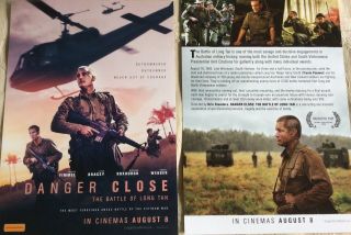 Promotional Movie Flyer Danger Close The Battle Of Long Tan Fimmel Not A Dvd