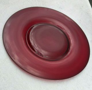 Vintage Pink Cranberry Round Glass Cake Food Dish Plate Serving Tray Platter 14 "