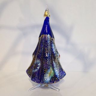 Christmas Decorations - Murano Glass Millefiori Christmas Tree - Blue - 5 " H