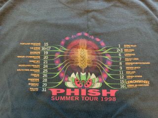 Vintage Phish Summer Tour 1998 T - Shirt 3