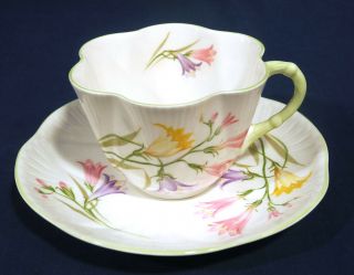 Shelley Fine Bone China Pink Yellow Purple Flower Floral Tea Cup And Saucer Set