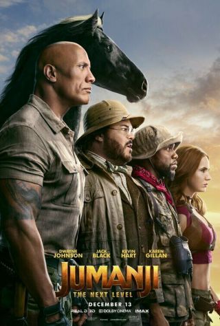 Jumanji: Next Level (2019) Orig Movie Poster D/s 27x40 Dwayne Rock Hart Black