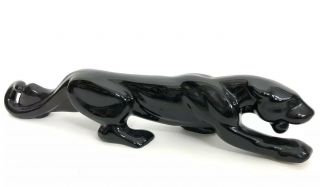 Vintage Mid Century Glossy Black Panther Ceramic Pottery Statue Figurine 22”