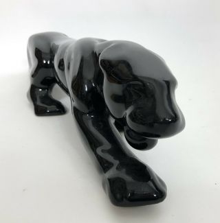 Vintage Mid Century Glossy Black Panther Ceramic Pottery Statue Figurine 22” 4