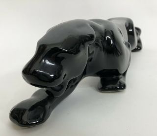 Vintage Mid Century Glossy Black Panther Ceramic Pottery Statue Figurine 22” 5
