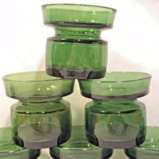 8 MCM Vtg DANSK DESIGNS DENMARK Green Glass Candle Votives 1960s JENS QUISTGAARD 2