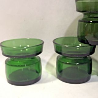 8 MCM Vtg DANSK DESIGNS DENMARK Green Glass Candle Votives 1960s JENS QUISTGAARD 3