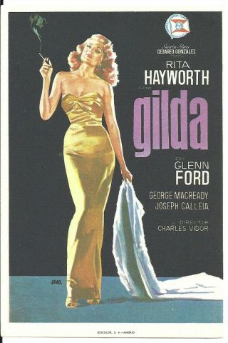 Gilda Rita Hayworth Glenn Ford Rare Spanish Herald Mini Poster