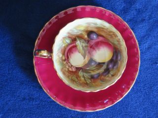 Aynsley China Hand Painted Fruit Orchard Cup & Saucer Signed D.  Jones England