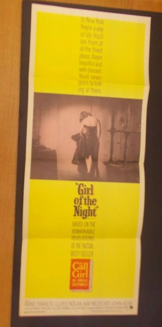Girl Of The Night - - Insert Movie Poster - - 1960 Anne Francis - Lloyd Nolan