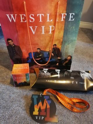 Westlife Vip 20 Years,  Memorabilia.  Candle,  Eye Mask,  Slippers,  Bag,  Lanyard