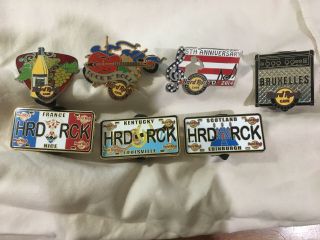 Hard Rock Cafe Of 7 Pins - - Brussels - Dc - Budapest - Louisville & More